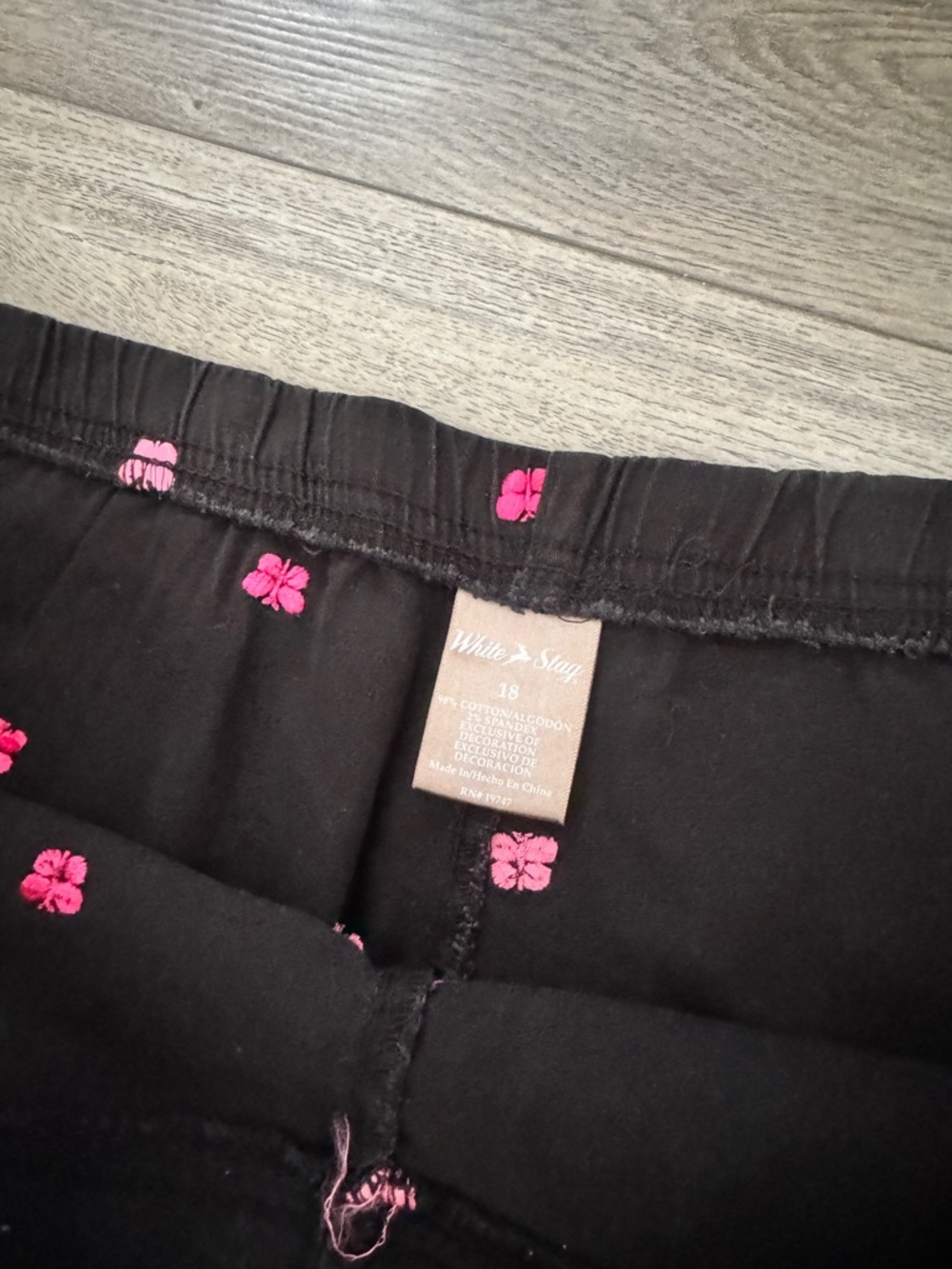 White Stag Black Capri Pants Pink Red Embroidered Butterfly Plus 18 60s Mod - Picture 7 of 11